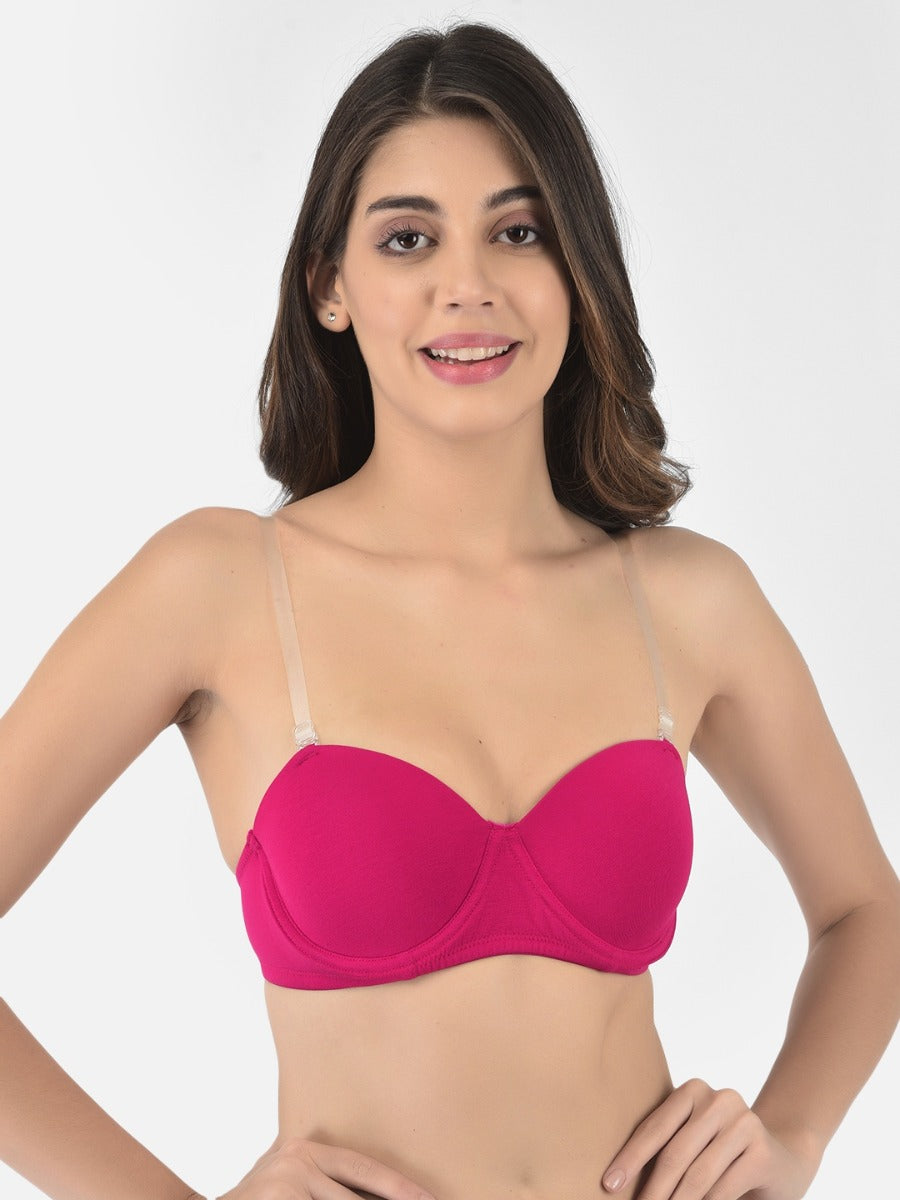 Softline Women's Padded Wired T-Shirt Bra in Cotton Stretch Fabric with Elastic Straps, Full Cup design, and Hook Closure (2060)