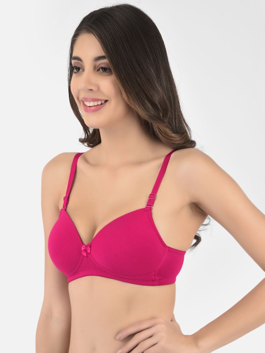 Softline Women's Padded Wire Free T-Shirt Bra in Cotton Stretch Fabric with Elastic Straps, Full Cup design, and Hook Closure (2059)