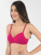 Softline Women's Padded Wire Free T-Shirt Bra in Cotton Stretch Fabric with Elastic Straps, Full Cup design, and Hook Closure (2059)