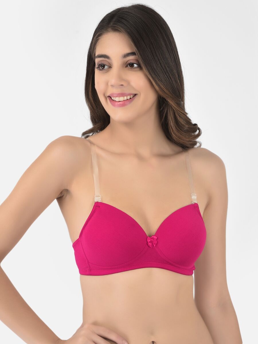 Softline Women's Padded Wire Free T-Shirt Bra in Cotton Stretch Fabric with Elastic Straps, Full Cup design, and Hook Closure (2059)