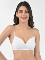 Softline Women's Padded Wire Free T-Shirt Bra in Cotton Stretch Fabric with Elastic Straps, Full Cup design, and Hook Closure (2058)