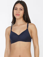 Softline Women's Non Padded Wire Free Everyday T-Shirt Bra in 100% Polyester Fabric with Moulded Cups, Elastic Straps, and Hook Closure