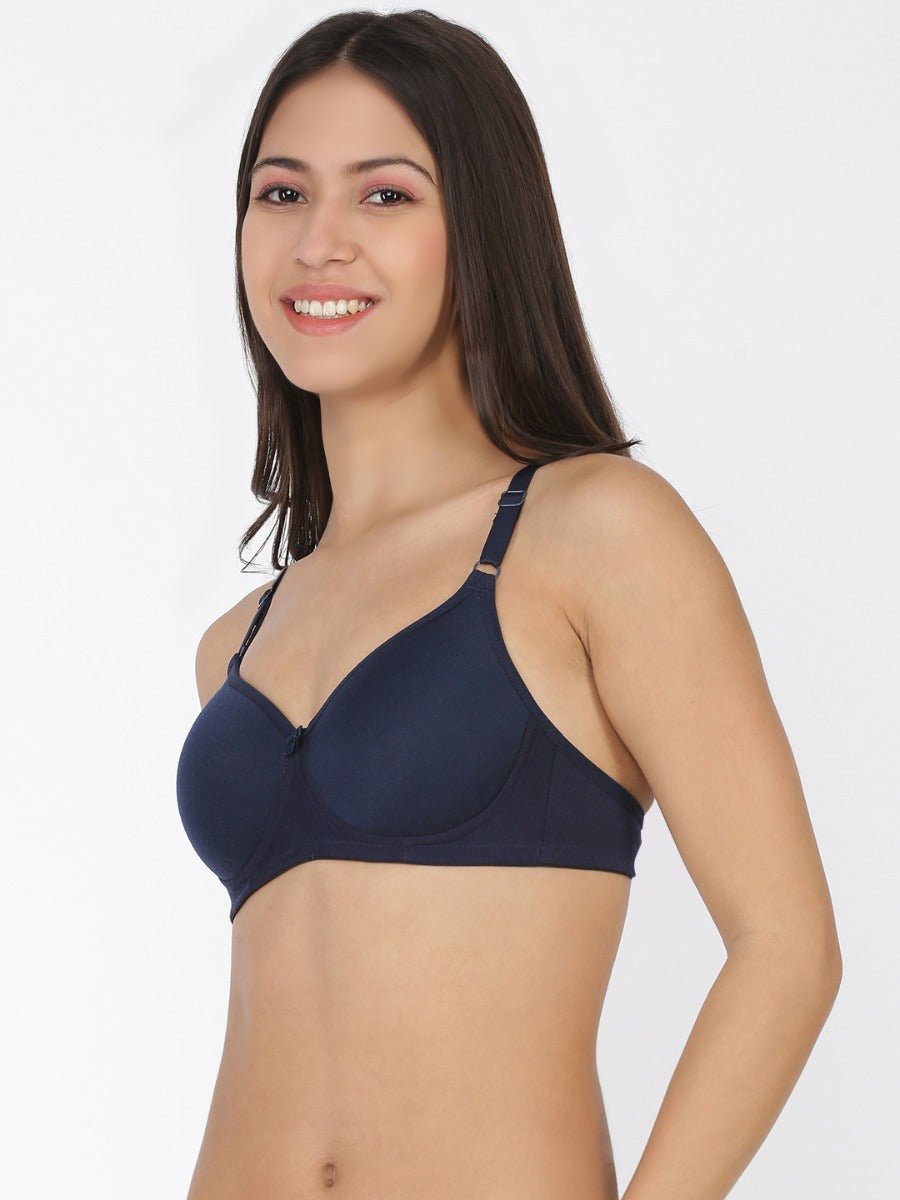 Softline Women's Non Padded Wire Free Everyday T-Shirt Bra in 100% Polyester Fabric with Moulded Cups, Elastic Straps, and Hook Closure