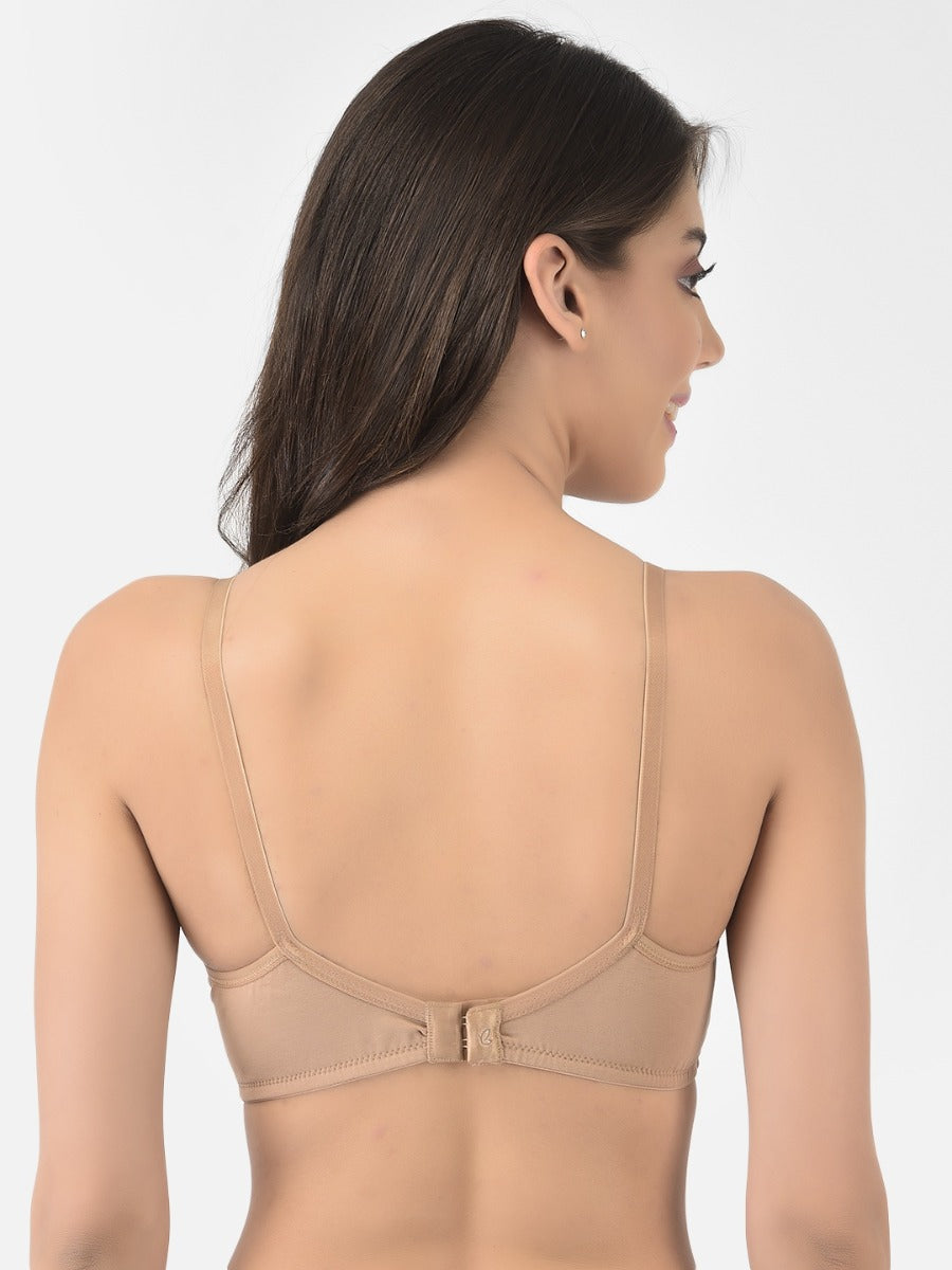 Softline Women's Non Padded Wire Free Bra in Cotton Stretch Fabric with Elastic Straps, Full Cup design, and Hook Closure (2055)