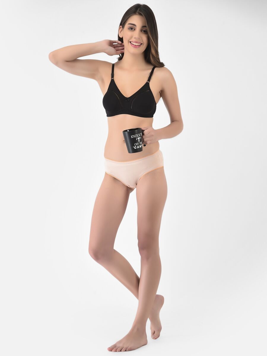 Softline Women's Non Padded Wire Free Bra in Cotton Stretch Fabric with Elastic Straps, Full Cup design, and Hook Closure (2053)