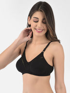 Softline Women's Non Padded Wire Free Bra in Cotton Stretch Fabric with Elastic Straps, Full Cup design, and Hook Closure (2053)