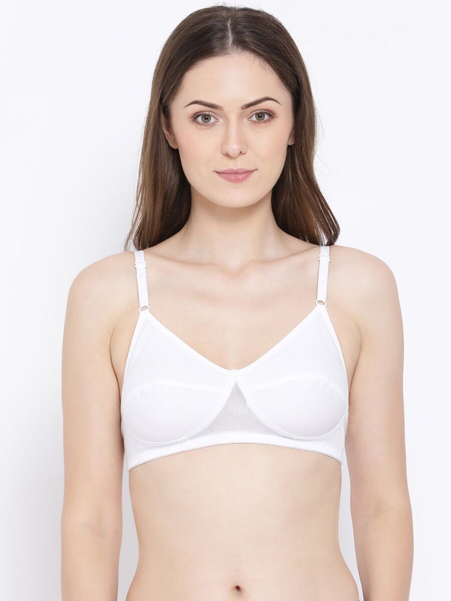 Softline Women's Non Padded Wire Free Bra in Cotton Poly Fabric with Elastic Straps and Hook Closure