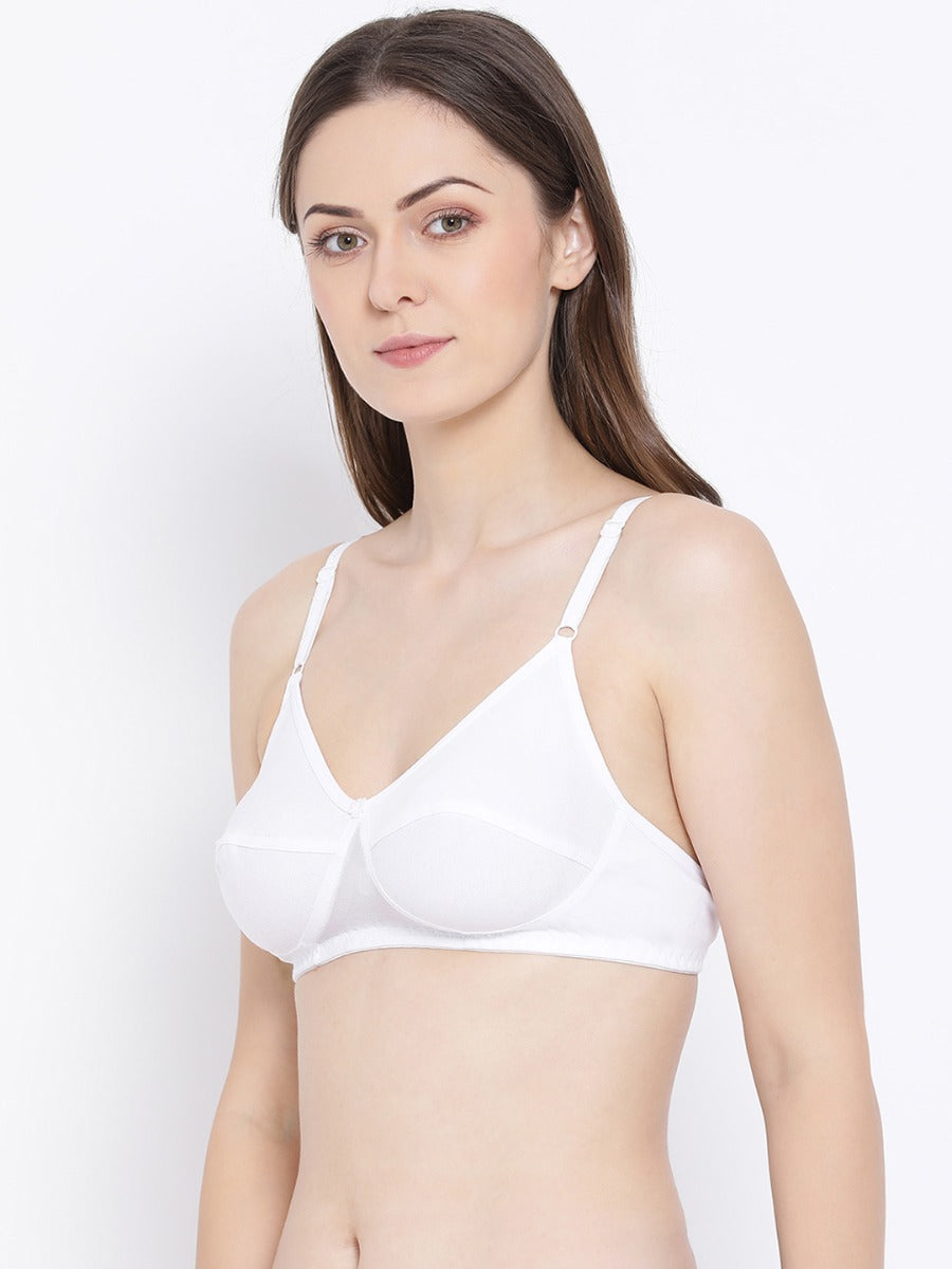 Softline Women's Non Padded Wire Free Bra in Cotton Poly Fabric with Elastic Straps and Hook Closure