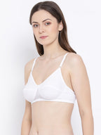 Softline Women's Non Padded Wire Free Bra in Cotton Poly Fabric with Elastic Straps and Hook Closure