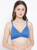 Softline Women's Non Padded Wire Free Bra in Cotton Poly Fabric with Elastic Straps and Hook Closure