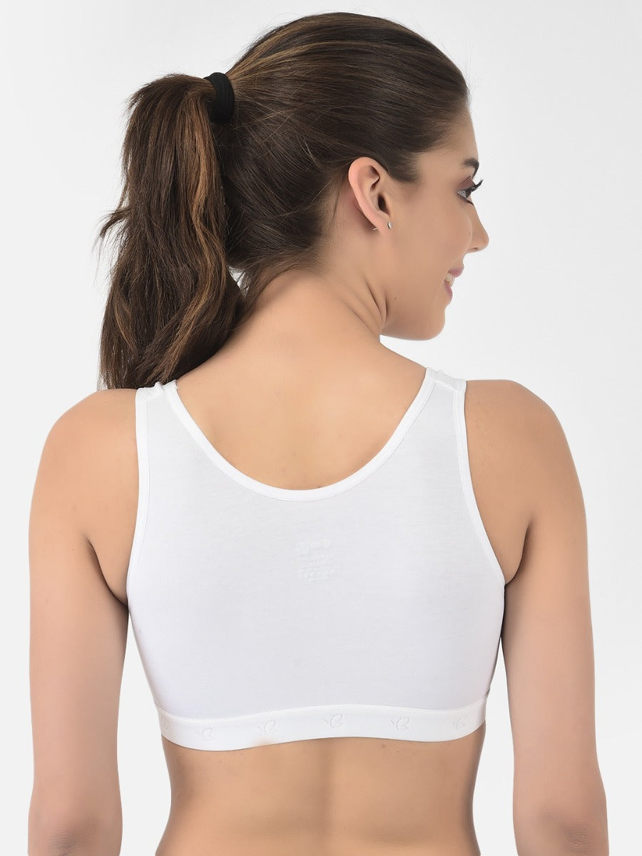 Softline Women's Non Padded Wire Free Sports T-Shirt Bra in Cotton Stretch Fabric with Full Cup Coverage, Broad Underband, Double Layered Cups, and Slip On Design (2057)