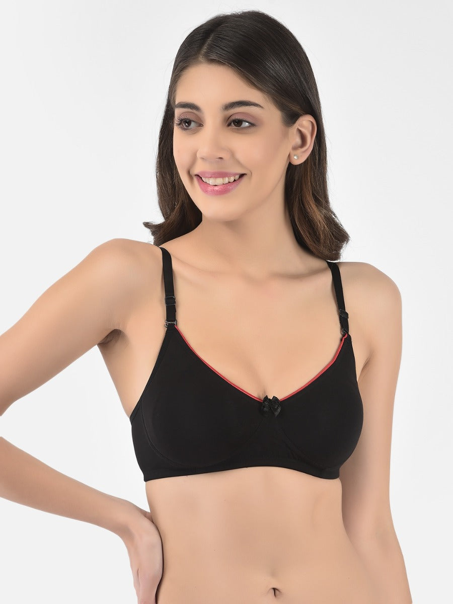 Softline Women's Non Padded Wire Free T-Shirt Bra in Cotton Stretch Fabric with Elastic Straps, Full Cup design, and Hook Closure (2056)