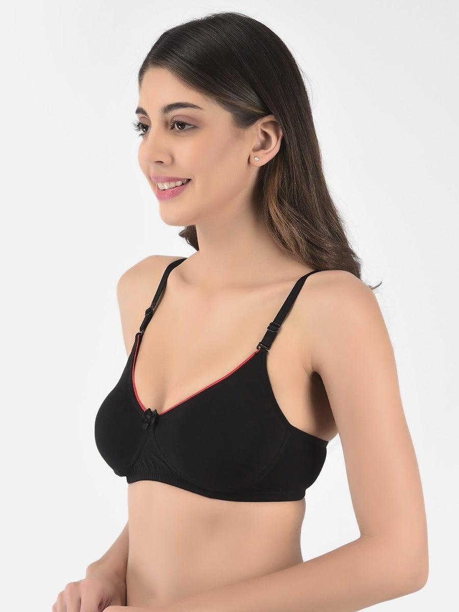 Softline Women's Non Padded Wire Free T-Shirt Bra in Cotton Stretch Fabric with Elastic Straps, Full Cup design, and Hook Closure (2056)