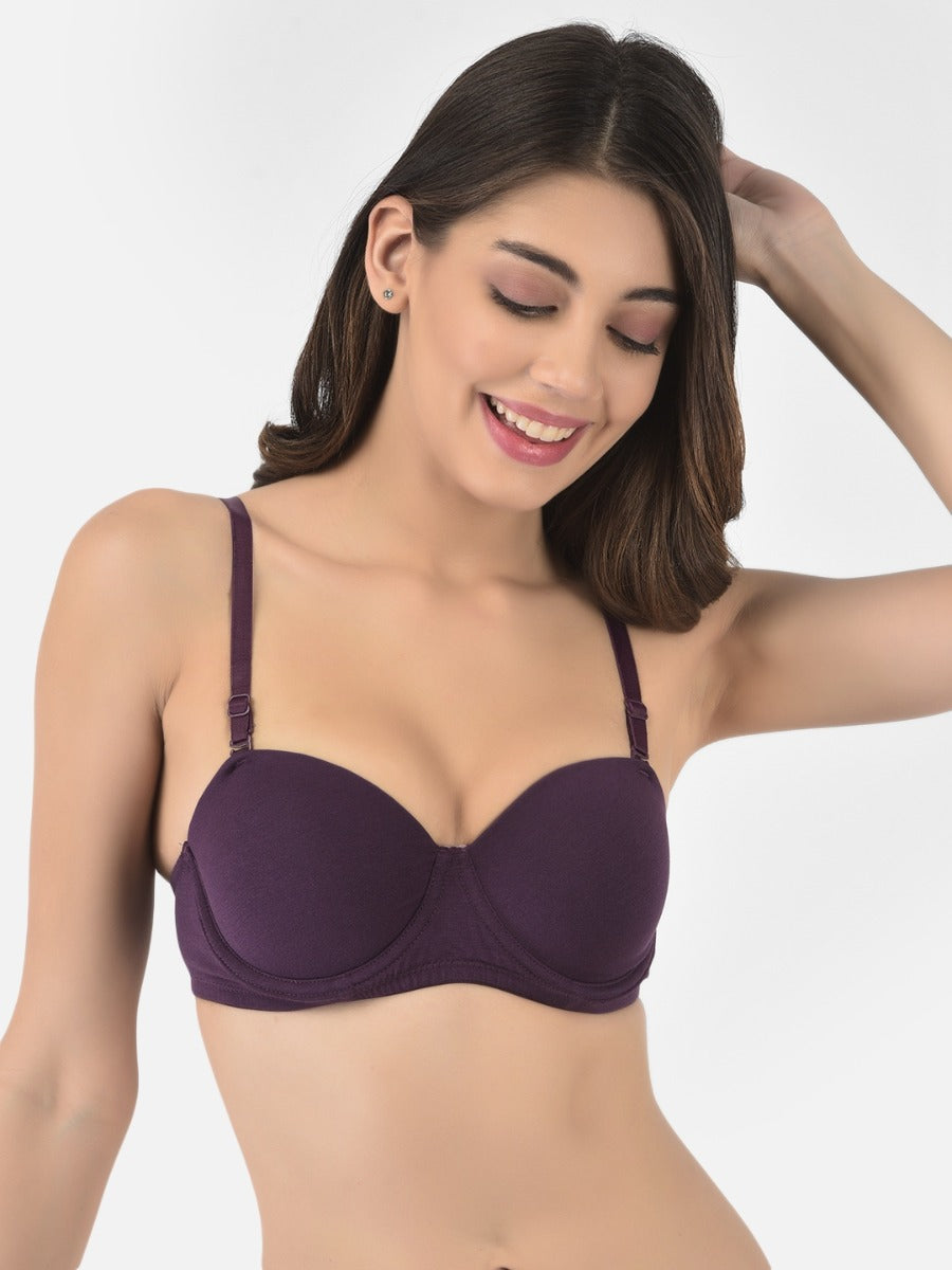Softline Women's Padded Wired T-Shirt Bra in Cotton Stretch Fabric with Elastic Straps, Full Cup design, and Hook Closure (2060)