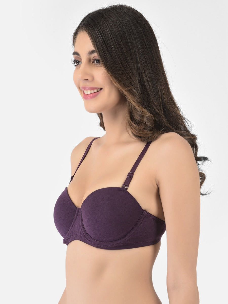 Softline Women's Padded Wired T-Shirt Bra in Cotton Stretch Fabric with Elastic Straps, Full Cup design, and Hook Closure (2060)