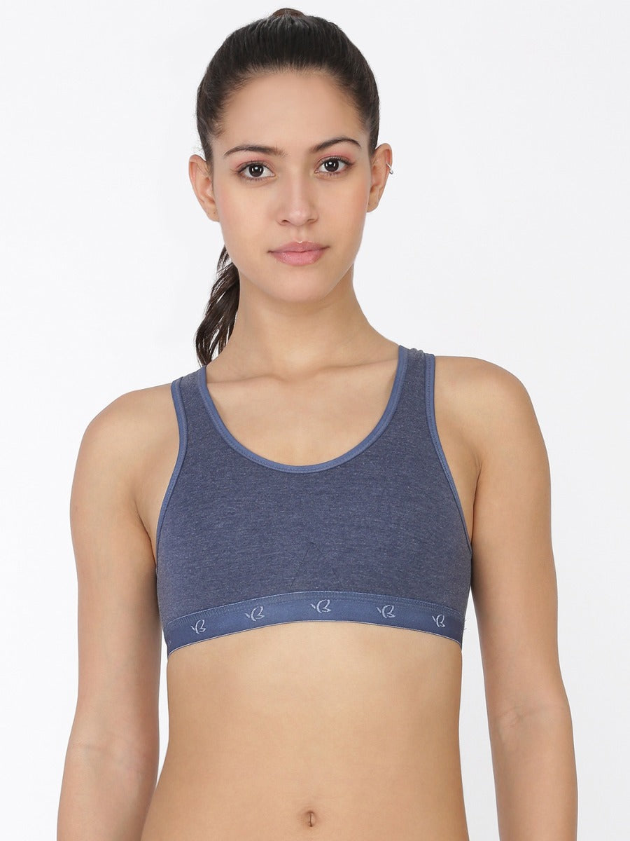 Softline Women's Non Padded Wire Free Sports T-Shirt Bra in Cotton Stretch Fabric with Full Cup Coverage, Broad Underband, Double Layered Cups, and Slip On Design (2057)