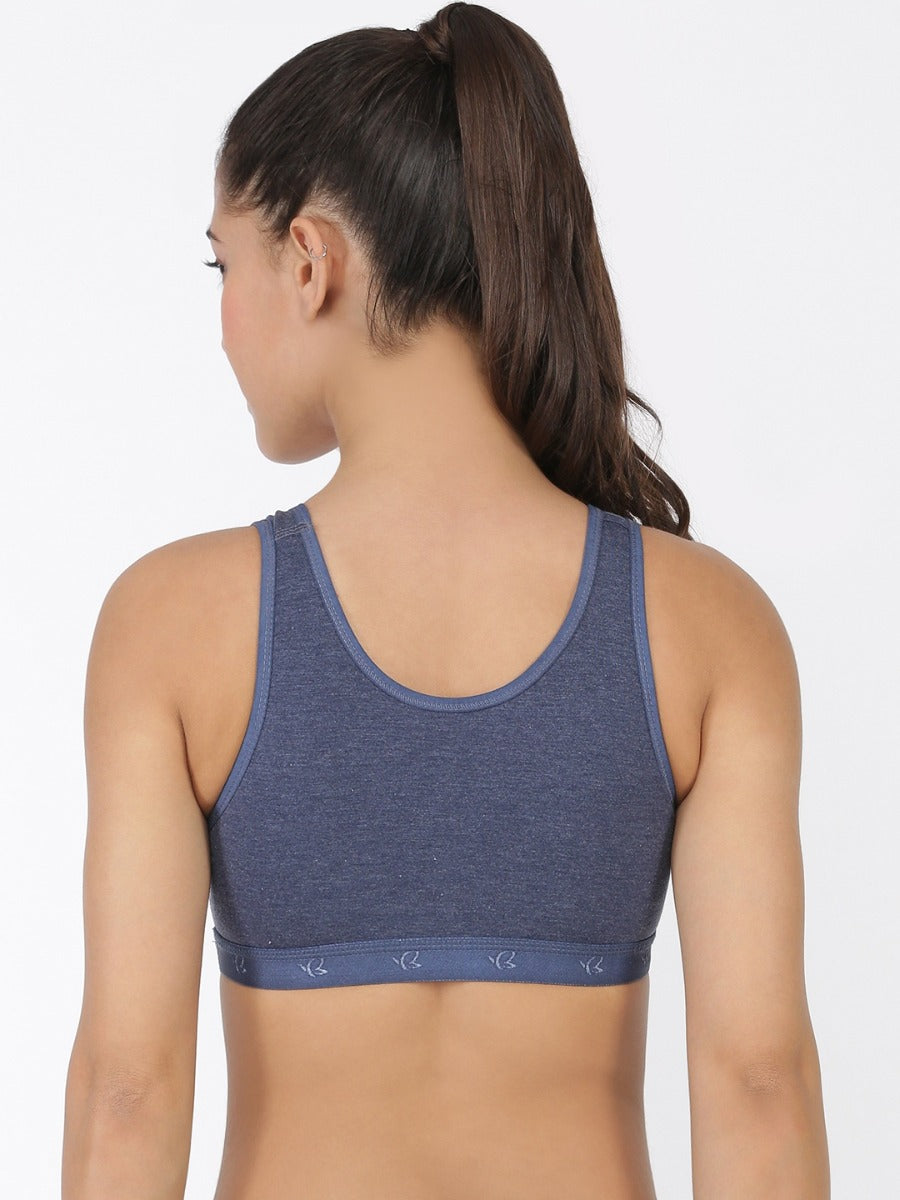 Softline Women's Non Padded Wire Free Sports T-Shirt Bra in Cotton Stretch Fabric with Full Cup Coverage, Broad Underband, Double Layered Cups, and Slip On Design (2057)