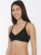 Softline Women's Non Padded Wire Free Bra in 100 % Polyester Fabric with Elastic Straps and Hook Closure