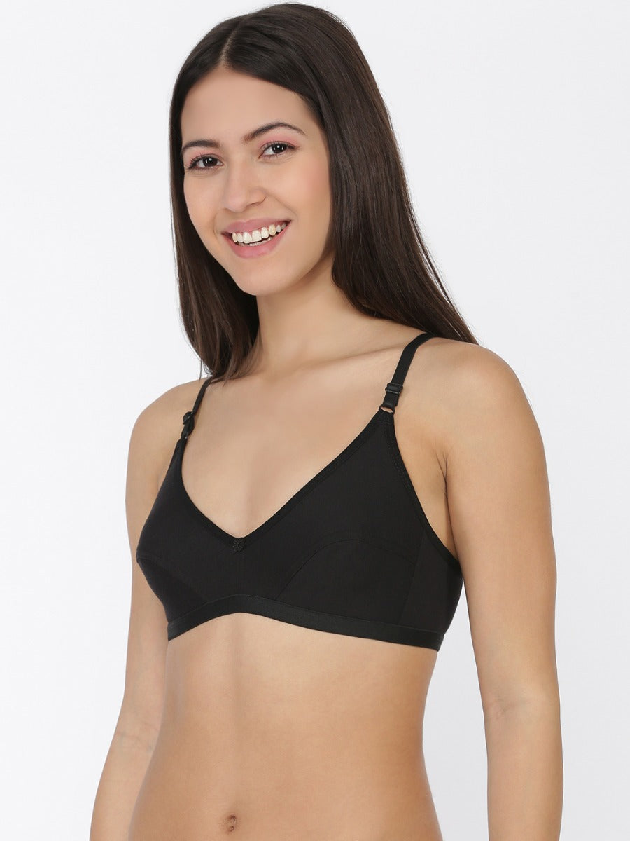 Softline Women's Non Padded Wire Free Bra in 100 % Polyester Fabric with Elastic Straps and Hook Closure