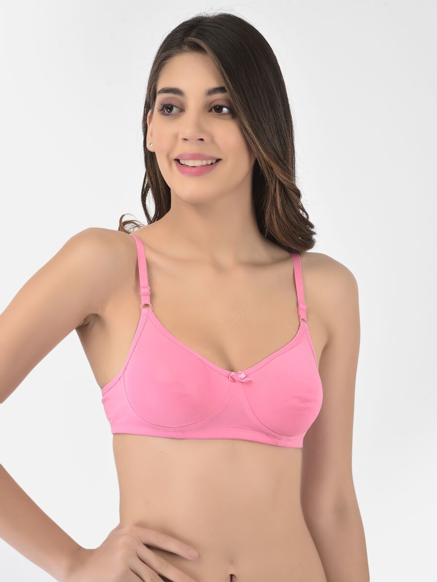 Softline Women's Non Padded Wire Free T-shirt Bra in Cotton Poly Fabric with Elastic Straps, Double Layered Moulded Cups, and Hook Closure (2054)