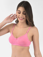 Softline Women's Non Padded Wire Free T-shirt Bra in Cotton Poly Fabric with Elastic Straps, Double Layered Moulded Cups, and Hook Closure (2054)