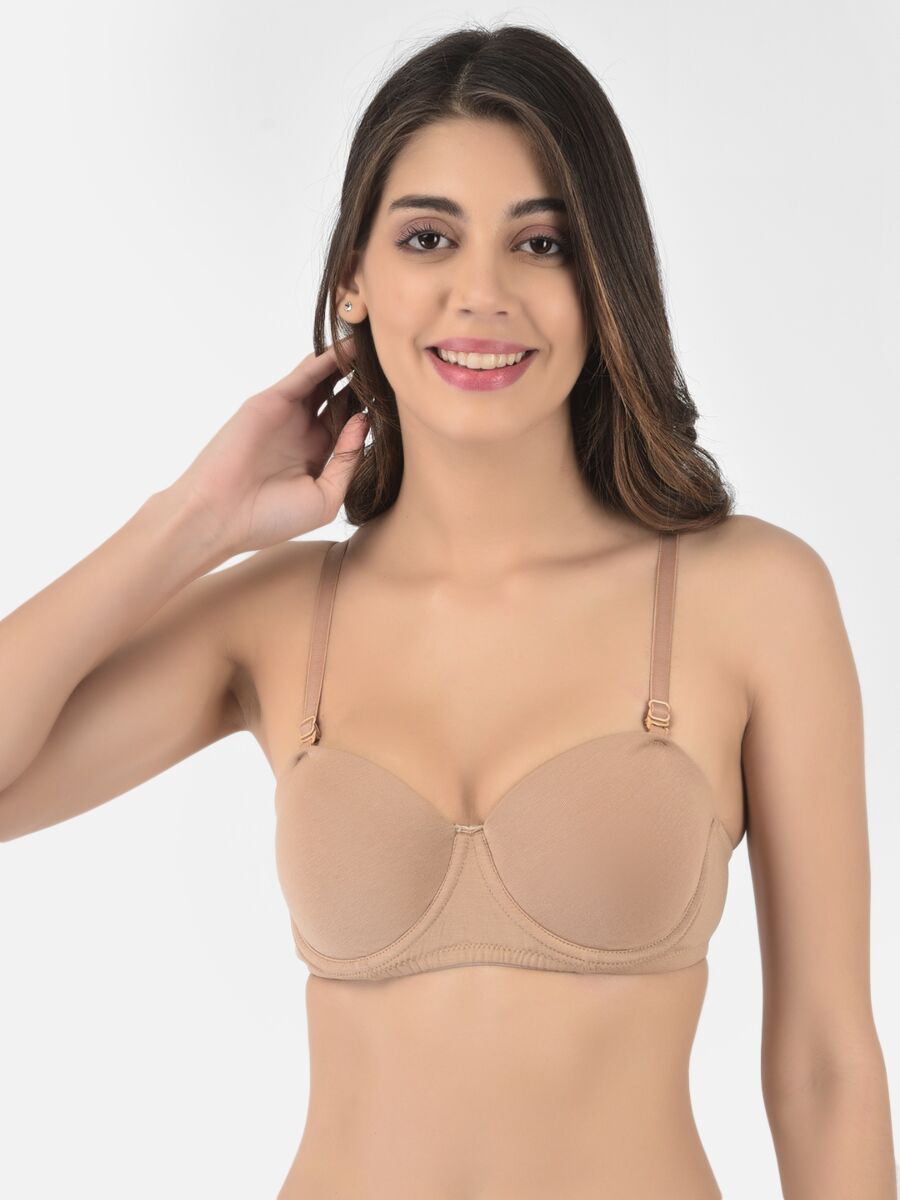 Softline Women's Padded Wired T-Shirt Bra in Cotton Stretch Fabric with Elastic Straps, Full Cup design, and Hook Closure (2060)