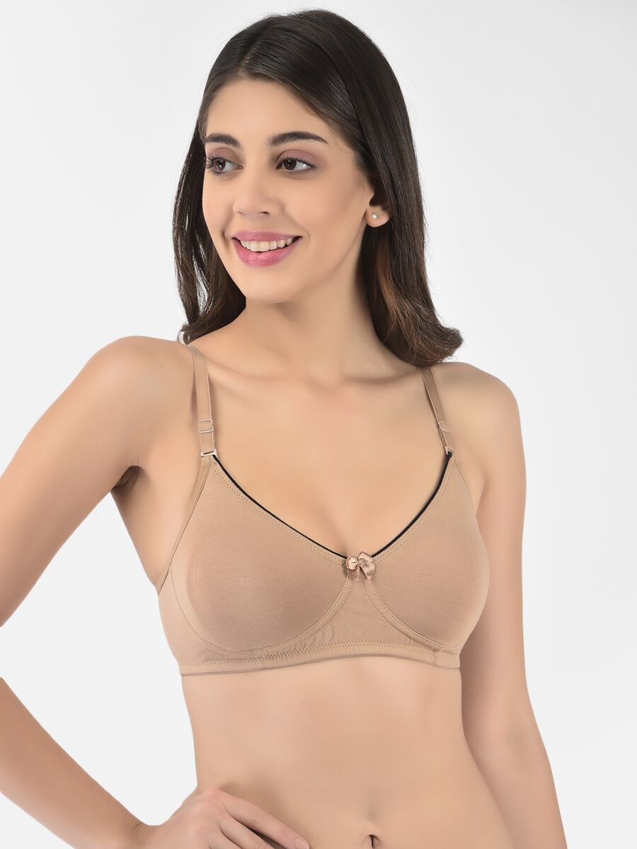 Softline Women's Non Padded Wire Free T-Shirt Bra in Cotton Stretch Fabric with Elastic Straps, Full Cup design, and Hook Closure (2056)