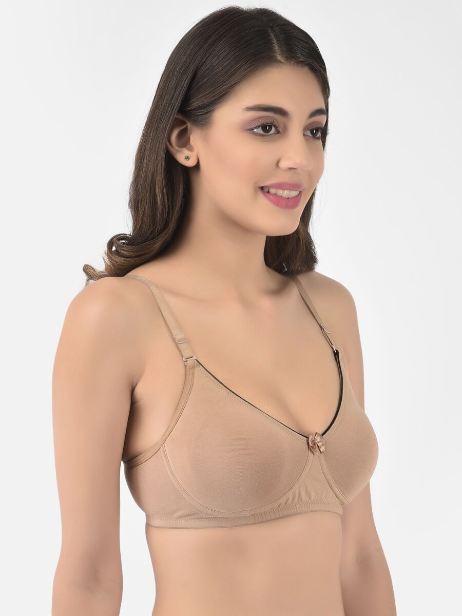 Softline Women's Non Padded Wire Free T-Shirt Bra in Cotton Stretch Fabric with Elastic Straps, Full Cup design, and Hook Closure (2056)