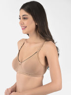 Softline Women's Non Padded Wire Free T-Shirt Bra in Cotton Stretch Fabric with Elastic Straps, Full Cup design, and Hook Closure (2056)