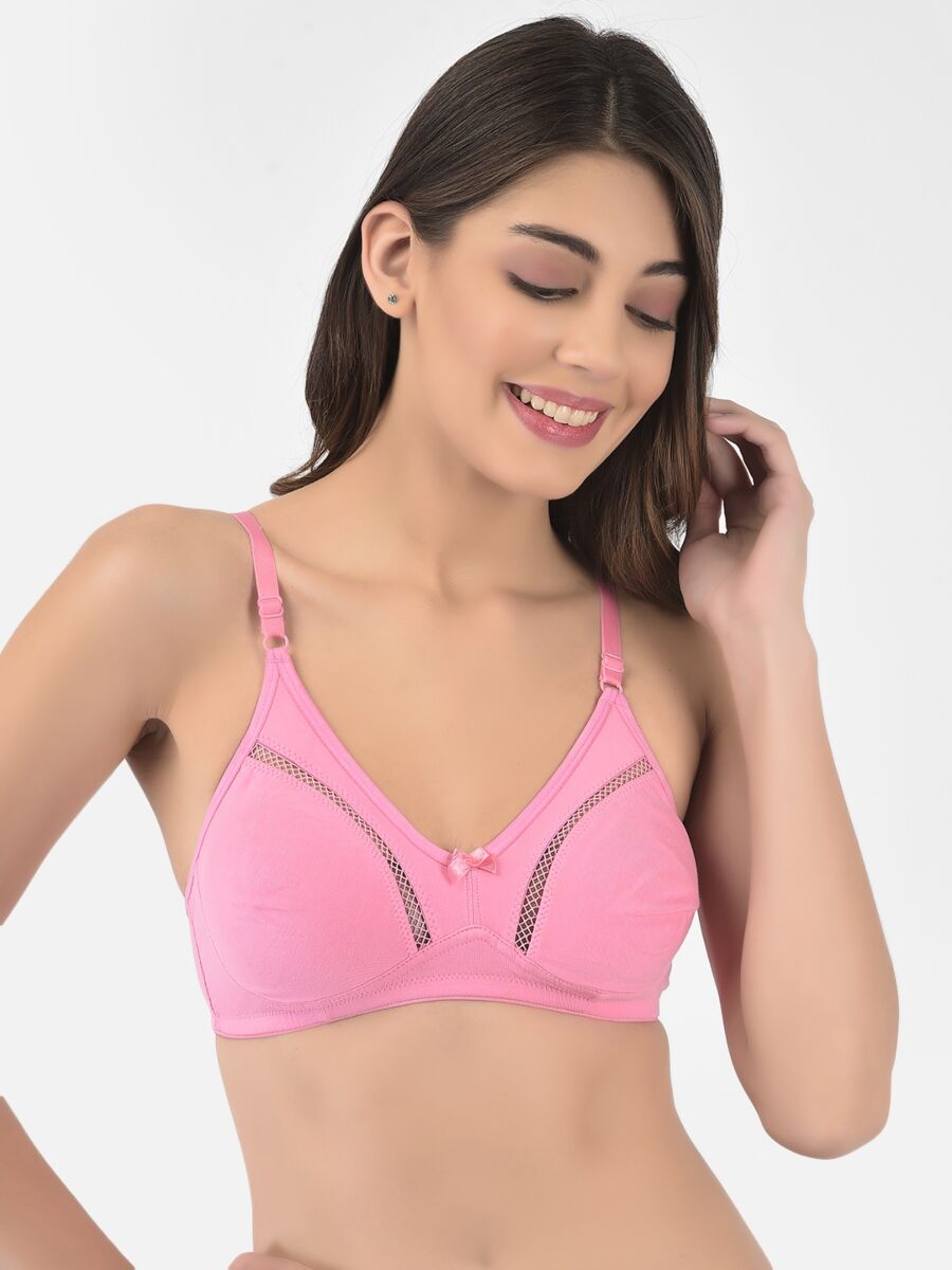 Softline Women's Non Padded Wire Free Bra in Cotton Stretch Fabric with Elastic Straps, Full Cup design, and Hook Closure (2053)