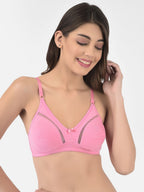 Softline Women's Non Padded Wire Free Bra in Cotton Stretch Fabric with Elastic Straps, Full Cup design, and Hook Closure (2053)