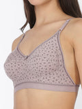 Softline Women's Non Padded Wire Free Printed Bra in Cotton Poly Fabric with Elastic Straps and Hook Closure