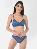 Softline Women's Non Padded Wire Free Bridal Bra & Panty Set in Nylon Spandex Fabric with Straight Back, Elastic Straps, and Hook Closure (1065)