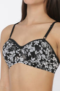 Softline Women's Padded Wire Free  Printed T-Shirt Bra in Nylon Spandex Fabric with Elastic Straps and Hook Closure