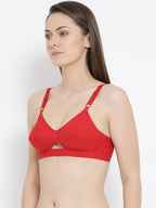 Softline Women's Non Padded Wire Free Bra in Cotton Poly Fabric with Elastic Straps and Hook Closure