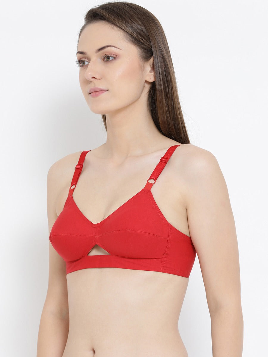 Softline Women's Non Padded Wire Free Bra in Cotton Poly Fabric with Elastic Straps and Hook Closure