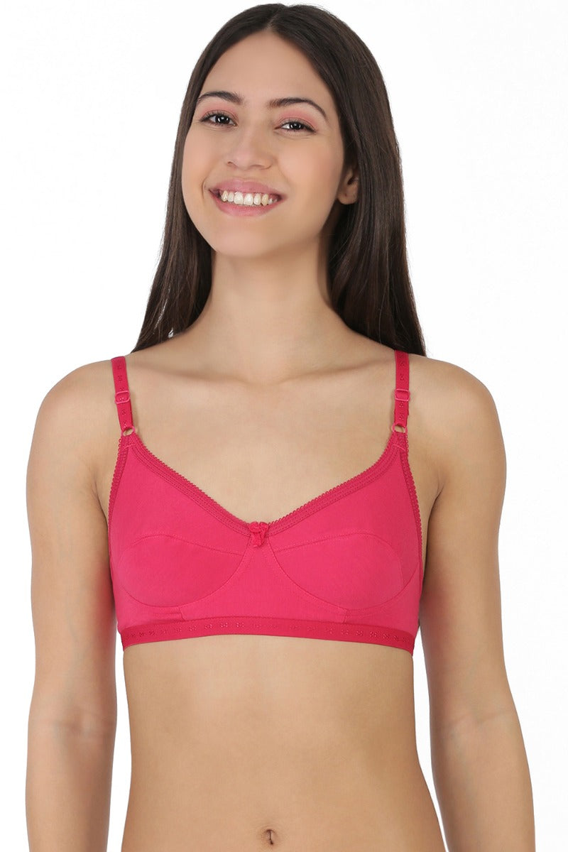 Softline Women's Non Padded Wire Free Bra in 100% Polyester Fabric with Elastic Straps and Hook Closure (C CUP)