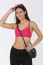 Softline Women's Non Padded Wire Free Bra in 100% Polyester Fabric with Elastic Straps and Hook Closure (C CUP)