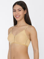 Softline Women's Non Padded Wire Free T-Shirt Bra in Cotton Poly Fabric with Moulded Cups, Elastic Straps, and Hook Closure