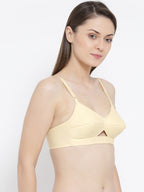 Softline Women's Lightly Padded Wire Free Daily Wear Bra in 100% Cotton Fabric with Elastic Straps and Hook Closure