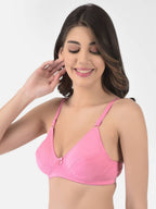 Softline Women's Non Padded Wire Free Bra in Cotton Poly Fabric with Double Layered Cups, Elastic Straps, and Hook Closure (1052)