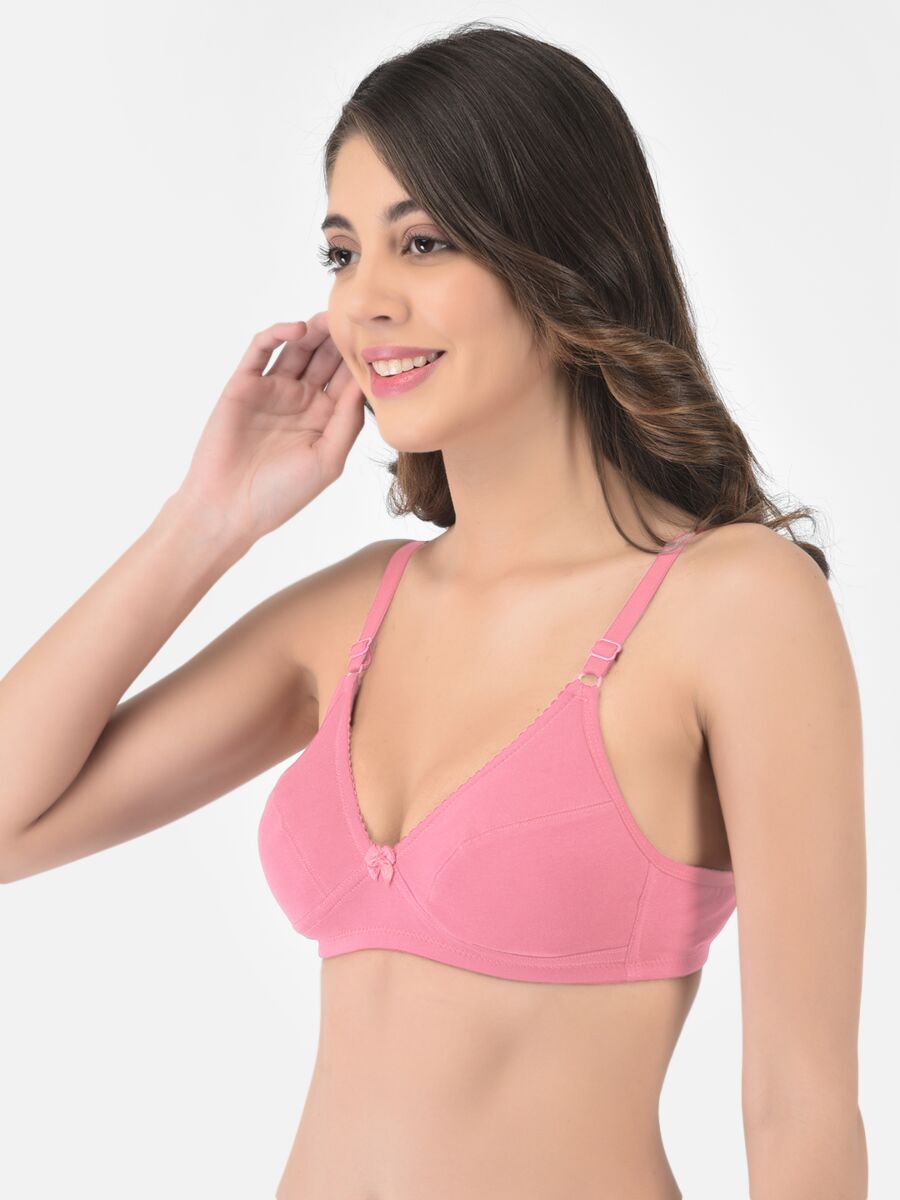 Softline Women's Non Padded Wire Free Bra in Cotton Poly Fabric with Elastic Straps and Hook Closure (1051)