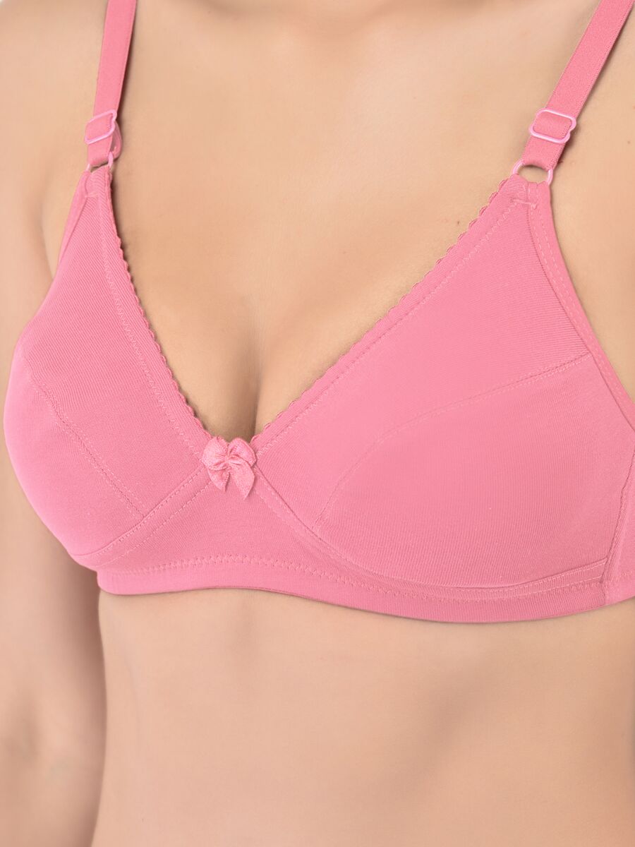 Softline Women's Non Padded Wire Free Bra in Cotton Poly Fabric with Elastic Straps and Hook Closure (1051)