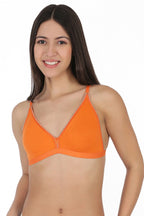 Softline Women's Non Padded Wire Free Bra in Cotton Poly Fabric with Elastic Straps and Hook Closure