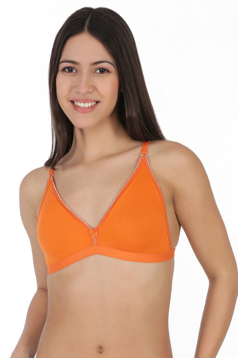 Softline Women's Non Padded Wire Free Bra in Cotton Poly Fabric with Elastic Straps and Hook Closure