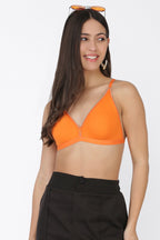 Softline Women's Non Padded Wire Free Bra in Cotton Poly Fabric with Elastic Straps and Hook Closure