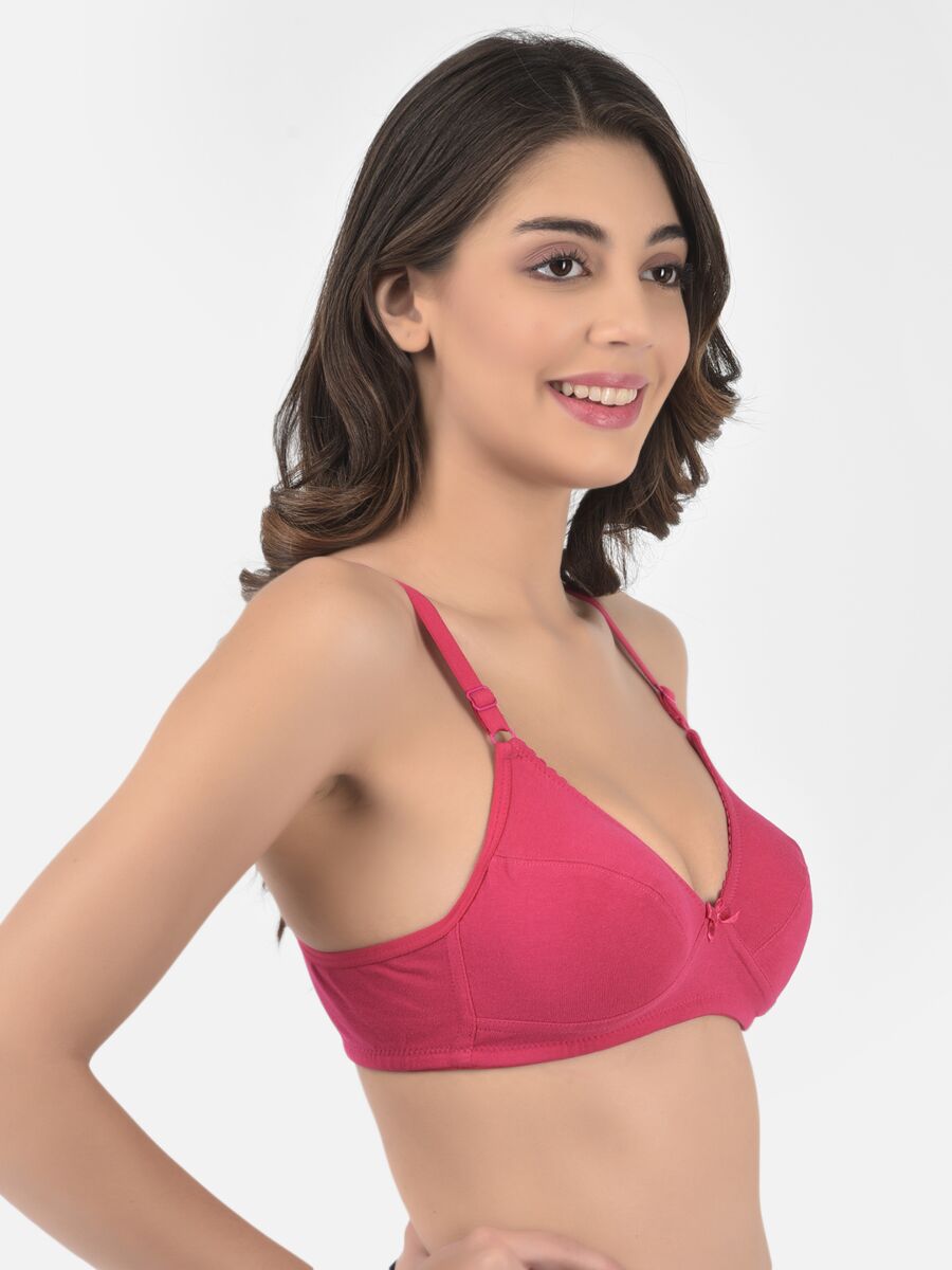 Softline Women's Non Padded Wire Free Bra in Cotton Poly Fabric with Elastic Straps and Hook Closure (1051)