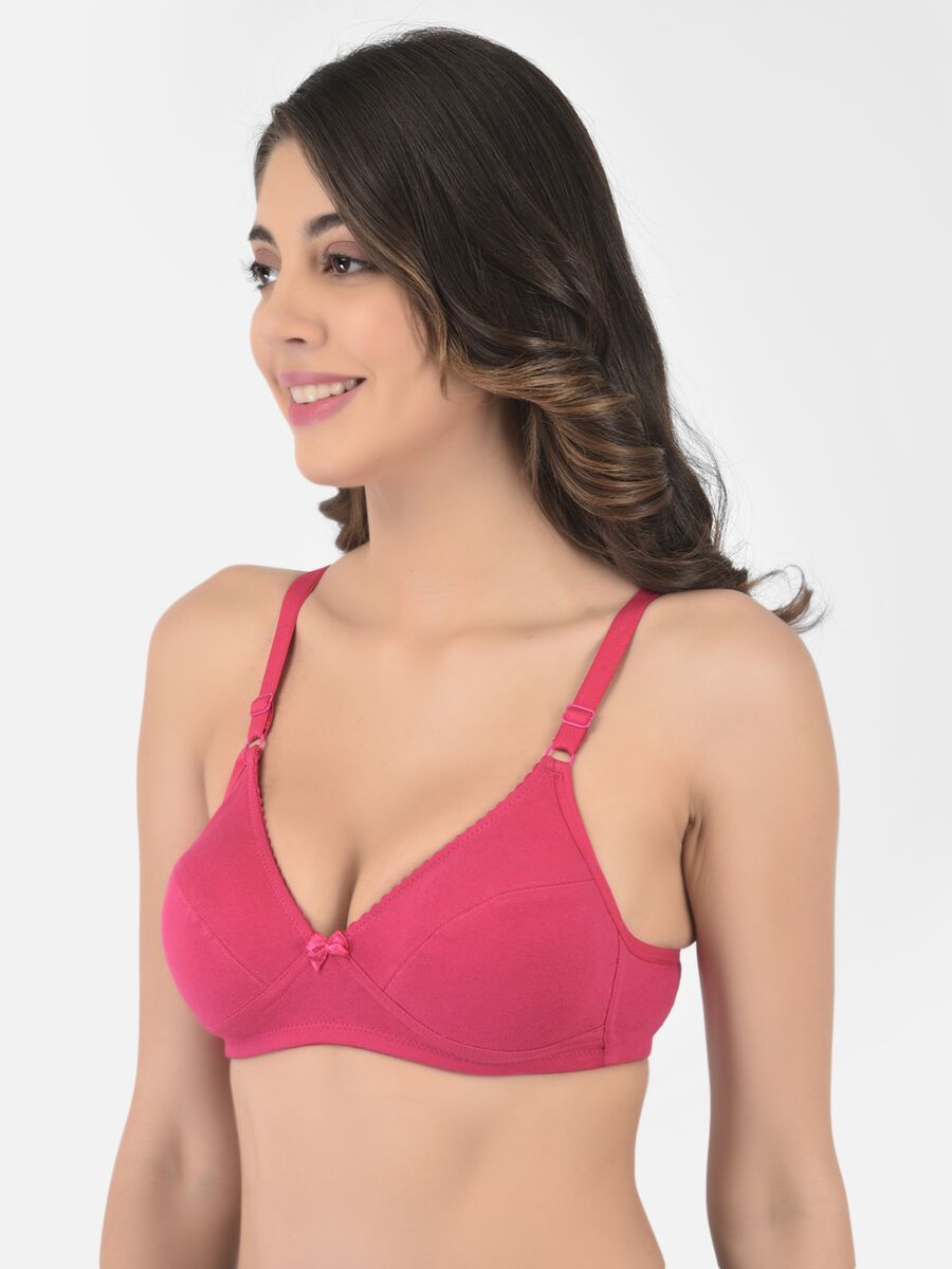 Softline Women's Non Padded Wire Free Bra in Cotton Poly Fabric with Elastic Straps and Hook Closure (1051)