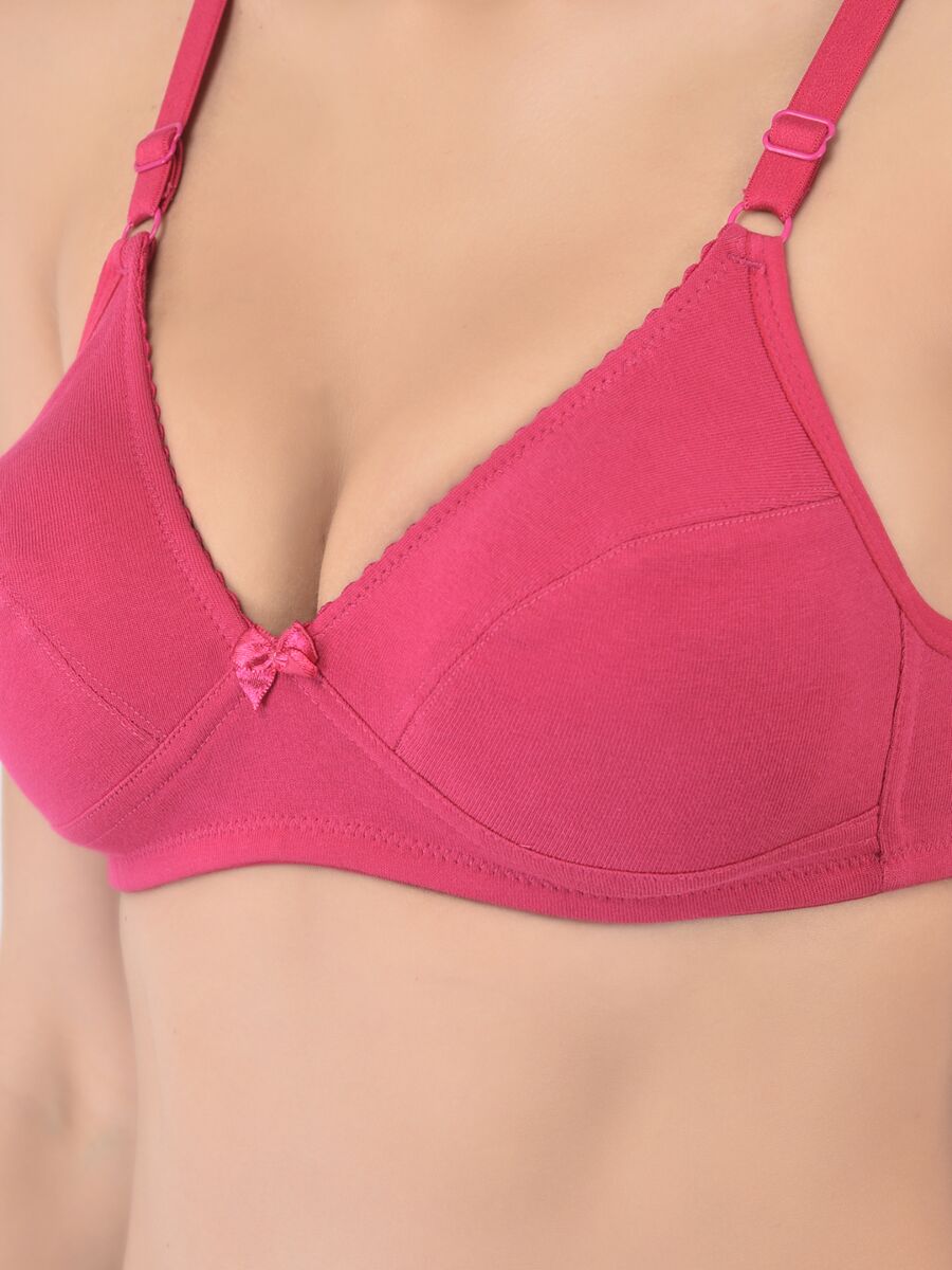 Softline Women's Non Padded Wire Free Bra in Cotton Poly Fabric with Elastic Straps and Hook Closure (1051)