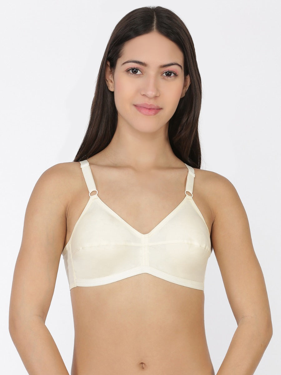 Softline Women's Non Padded Wire Free Regular Bra in 100% Cotton Fabric with Elastic Straps and Hook Closure (C Cup)